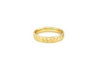 14KT Gold Ring Unisex Solid Parquet Print Plain Border Band