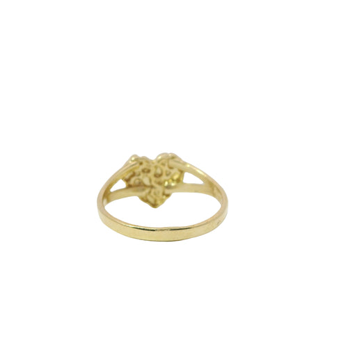 14KT Gold Ring Women's Small Nugget Heart Shape with Plain Split Band