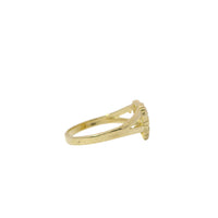 14KT Gold Ring Women's Small Nugget Heart Shape with Plain Split Band