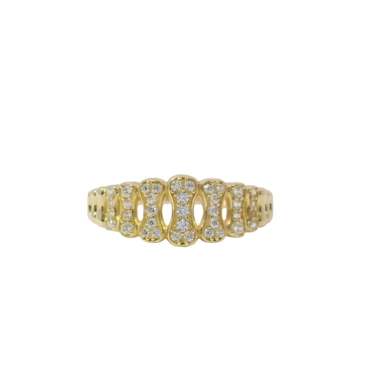 14KT Gold Ring Women's Band 13 Bones 7 are White CZ Stones