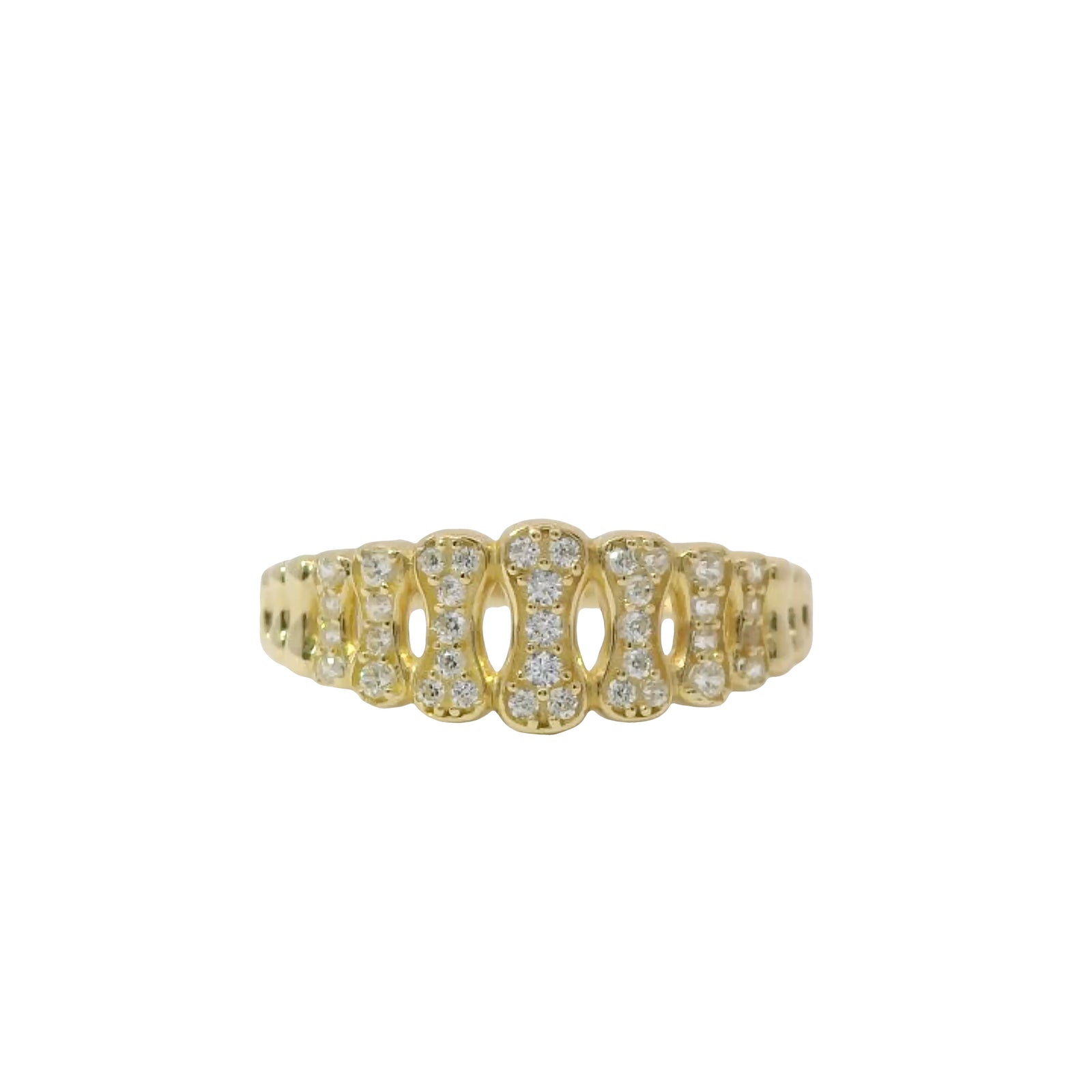 14KT Gold Ring Women's Band 13 Bones 7 are White CZ Stones
