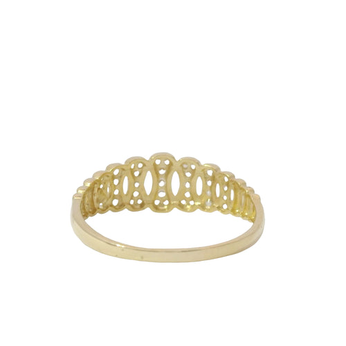 14KT Gold Ring Women's Band 13 Bones 7 are White CZ Stones