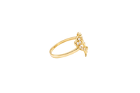 14KT Gold Ring Women's "15" Bow Quinceanera Heart Shape White CZ Stones Border and Plain Border Corner Three CZ Stone Heart Plain Band