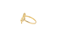 14KT Gold Ring Women's "15" Bow Quinceanera Heart Shape White CZ Stones Border and Plain Border Corner Three CZ Stone Heart Plain Band