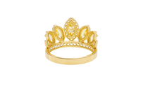 14KT Gold Ring Women's "15" Quinceanera Crown Yellow/ White CZ Stones with White Square CZ Stones Band