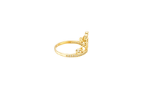 14KT Gold Ring Women's Quinceanera Tiara "15" Five Round White CZ Stones and White CZ Stones Band