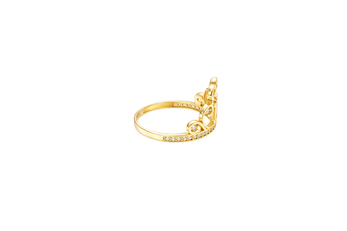 14KT Gold Ring Women's Quinceanera Tiara "15" Five Round White CZ Stones and White CZ Stones Band