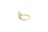 14KT Gold Ring Women's Quinceanera Tiara "15" Five Round White CZ Stones and White CZ Stones Band