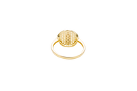 14KT Gold Ring Women's Round Two Tone Virgin Mary White CZ Center with Plain Border White CZ Stone Edge and Band