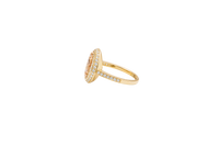 14KT Gold Ring Women's Round Two Tone Virgin Mary White CZ Center with Plain Border White CZ Stone Edge and Band