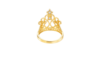 14KT Gold Ring Women's Royal Tiara with Two White CZ Center Top Stones and Six White CZ Side Stones and CZ Stone Band