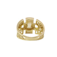 14KT Gold Ring Women's Abstract Three Chain Links/Three Section Split Band Design Triangle Cutout Band