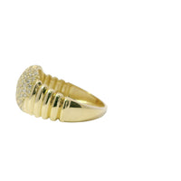 14KT Gold Ring Women's 3D White CZ Stones Center Heart Shape Plain Ribbed Band