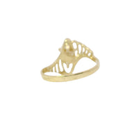 14KT Gold Ring Women's 4 Round White CZ Stones on White Gold Marquise Shape Cluster and Open Fanned Ovals