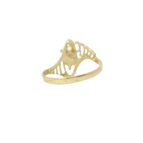 14KT Gold Ring Women's 4 Round White CZ Stones on White Gold Marquise Shape Cluster and Open Fanned Ovals
