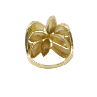 14KT Gold Ring Women's 6 Point Bubble Flower with Cutout Border Wavy Band