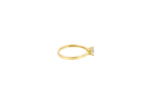 14KT Gold Ring Women's 6 Prong Solitaire .5 White CZ Center Stone Plain Band