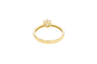 14KT Gold Ring Women's 6 Prong Solitaire .5 White CZ Center Stone Plain Band