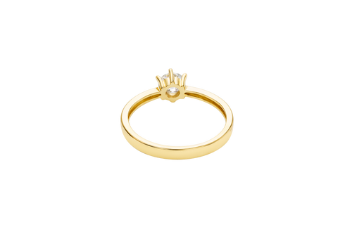 14KT Gold Ring Women's 6 Prong Solitaire .5 White CZ Center Stone Plain Band
