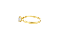 14KT Gold Ring Women's 6 Prong Solitaire .5 White CZ Center Stone Plain Band
