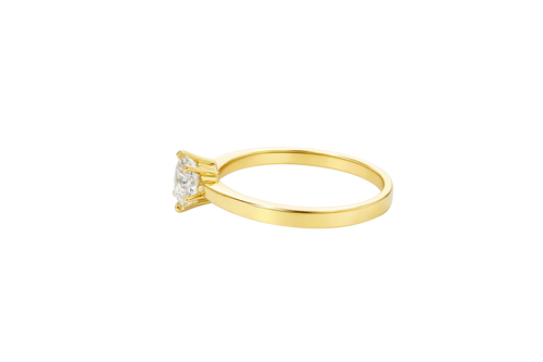 14KT Gold Ring Women's 6 Prong Solitaire .5 White CZ Center Stone Plain Band