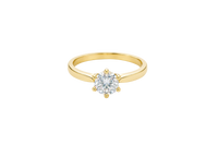 14KT Gold Ring Women's 6 Prong Solitaire .5 White CZ Center Stone Plain Band