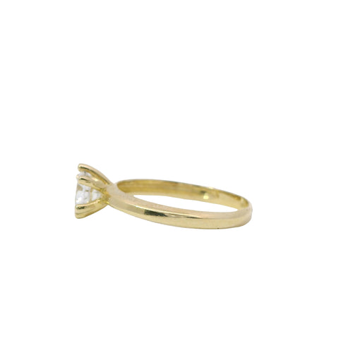 14KT Gold Women's Ring 6 Prong White Solitaire Classic Plain Band