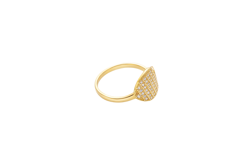 14KT Gold Ring Women's Six Row White CZ Stone Heart / Four Row White CZ Stones Heart Mock Bypass Band