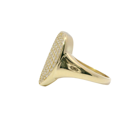 14KT Gold Ring Women's Abstract Split Band Heart Design with White CZ Stones on Half of Heart and Plain Band