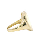 14KT Gold Ring Women's Abstract Split Band Heart Design with White CZ Stones on Half of Heart and Plain Band