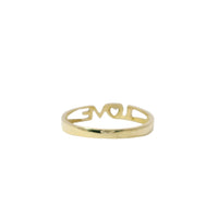 14KT Gold Ring Women's Light Weight White CZ Stone All Capital Letters "Love" Band with White CZ Stone Heart