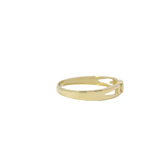 14KT Gold Ring Women's Light Weight White CZ Stone All Capital Letters "Love" Band with White CZ Stone Heart