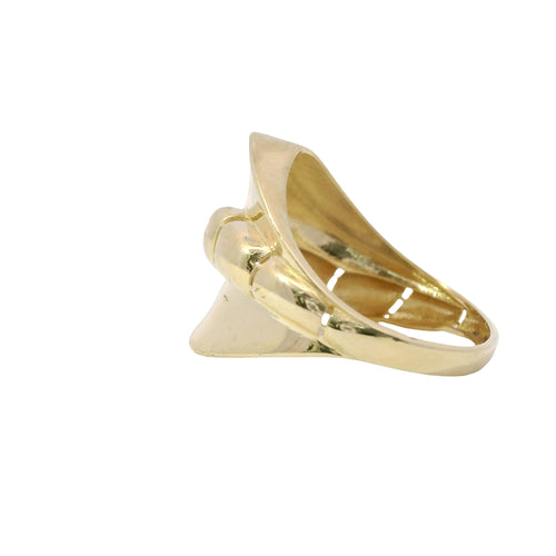 14KT Gold Ring Women's Braided Band Cobra Wings on Top Center
