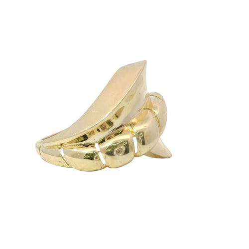 14KT Gold Ring Women's Braided Band Cobra Wings on Top Center