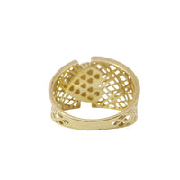 14KT Gold Ring Women's Abstract Round Bubble Heart Top Split Band Design Lattice Band