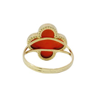 14KT Gold Ring Women's Jumbo Burnt Orange Clover with Plain Split Band