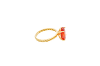 14KT Gold Ring Women's Burnt Orange Oval 4 Prong Plain Rope Band