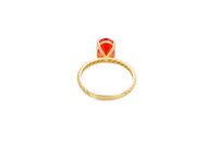 14KT Gold Ring Women's Burnt Orange Oval 4 Prong Plain Rope Band