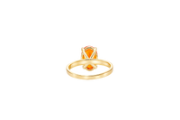 14KT Gold Ring Women's Burnt Orange Oval Center CZ Stone with Plain Band