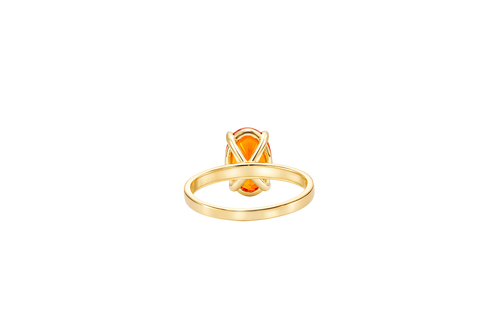 14KT Gold Ring Women's Burnt Orange Oval Center CZ Stone with Plain Band