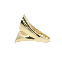 14KT Gold Ring Women's Butterfly with Left Wing White CZ Stones and Right Wing Plain