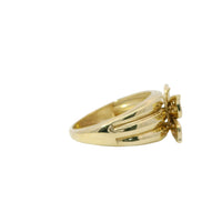 14KT Gold Ring Women's Butterfly Shape White CZ Stones Wings and Three Ribbed Plain Band