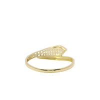 14KT Gold Ring Women's Light Weight Bypass Band One Side Triple Row Tapered to Double Row and One Side Plain