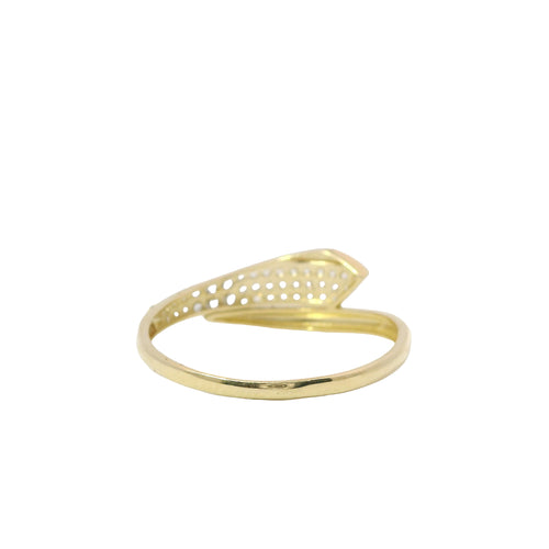 14KT Gold Ring Women's Light Weight Bypass Band One Side Triple Row Tapered to Double Row and One Side Plain