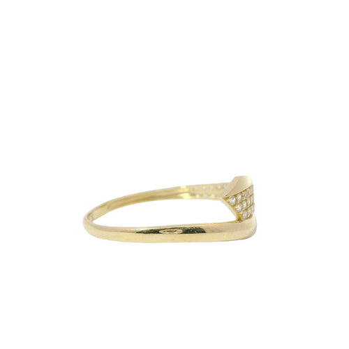 14KT Gold Ring Women's Light Weight Bypass Band One Side Triple Row Tapered to Double Row and One Side Plain