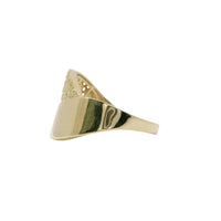 14KT Gold Ring Women's Bypass Plain / White CZ Stone Swirl