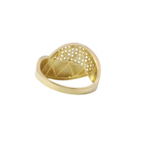 14KT Gold Ring Women's Bypass Plain / White CZ Stone Swirl