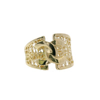 14KT Gold Ring Women's Abstract CC Style Top Split Band Design Flower Petal Lattice Band