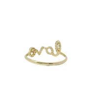 14KT Gold Ring Women's Light Weight White CZ Stone Cursive "Love" Band