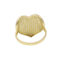 14KT Gold Ring Women's Curved Flat White CZ Stone Heart Plain Border and Band